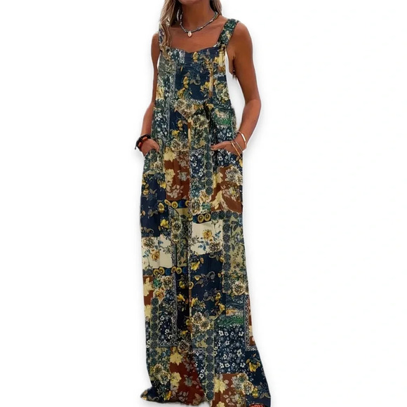 Pants - Patchwork Boho Cotton Overalls